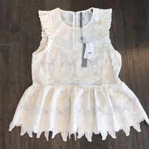 Anthropologie white and cream lace top